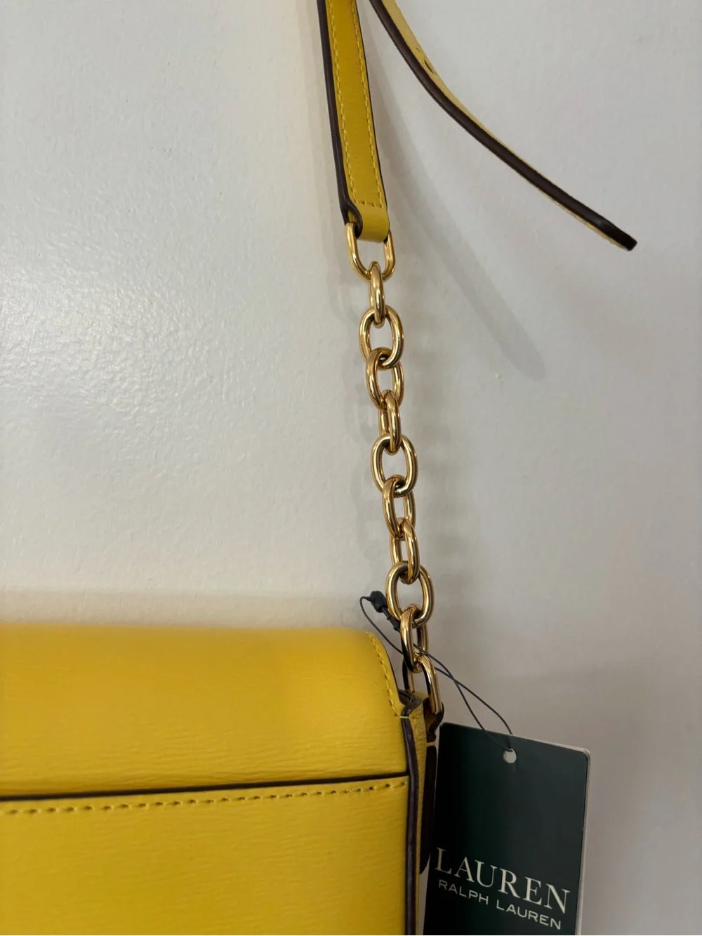 Lauren Ralph Lauren Yellow Leather Crossbody Bag New with Tags